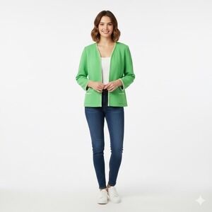 Vintage Butte Knit Buttelene Womens Size Medium Open Blazer Cardigan Green